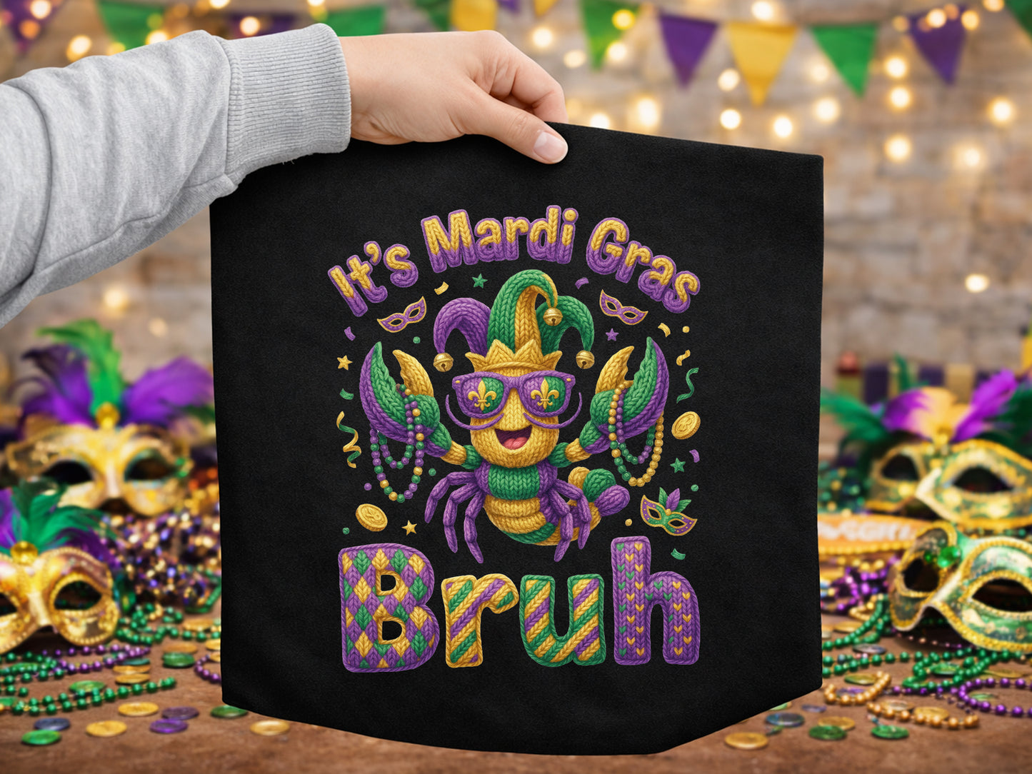 It's Mardi Gras Bruh Faux Yarn Sublimation