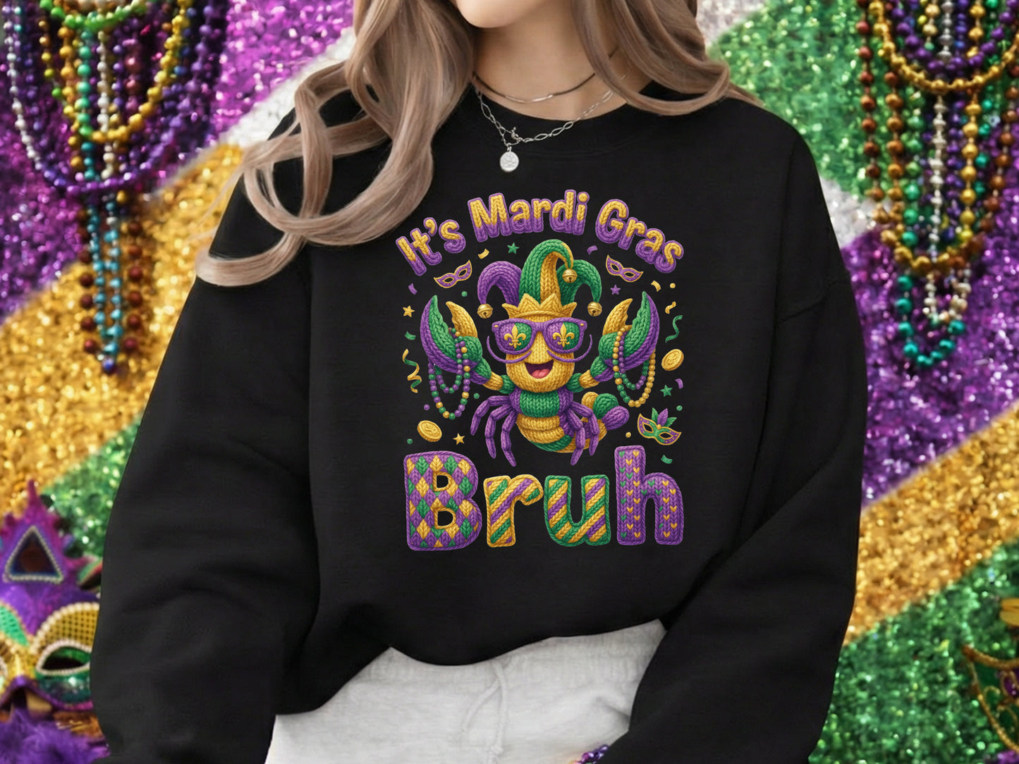 It's Mardi Gras Bruh Faux Yarn Sublimation