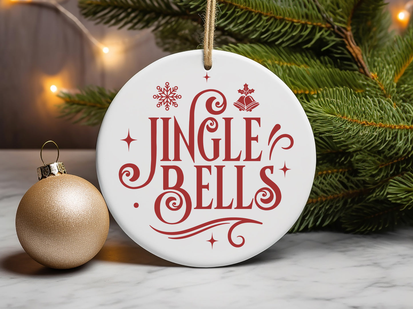 Jingle Bells - Hand Painted Christmas Ornament Svg