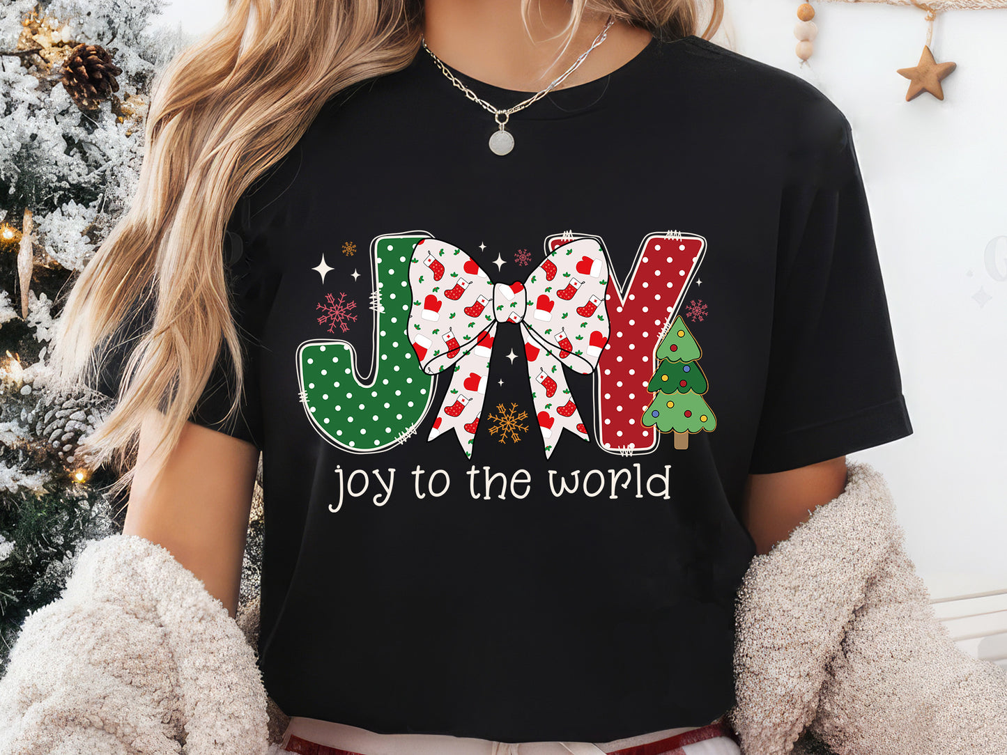 Joy to the World, Coquette Christmas PNG Design