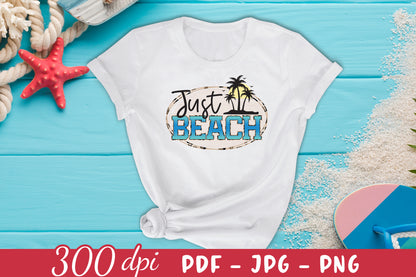 Just Beach Sublimation Design PNG