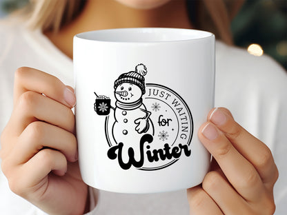 Just Waiting for Winter Snowman Design SVG