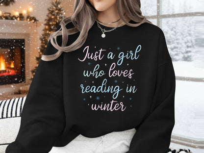 Just a Girl Who Loves Reading in Winter Bookish PNG