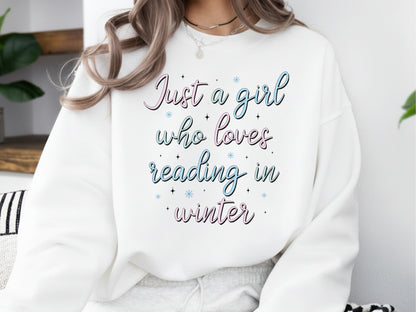 Just a Girl Who Loves Reading in Winter Bookish PNG