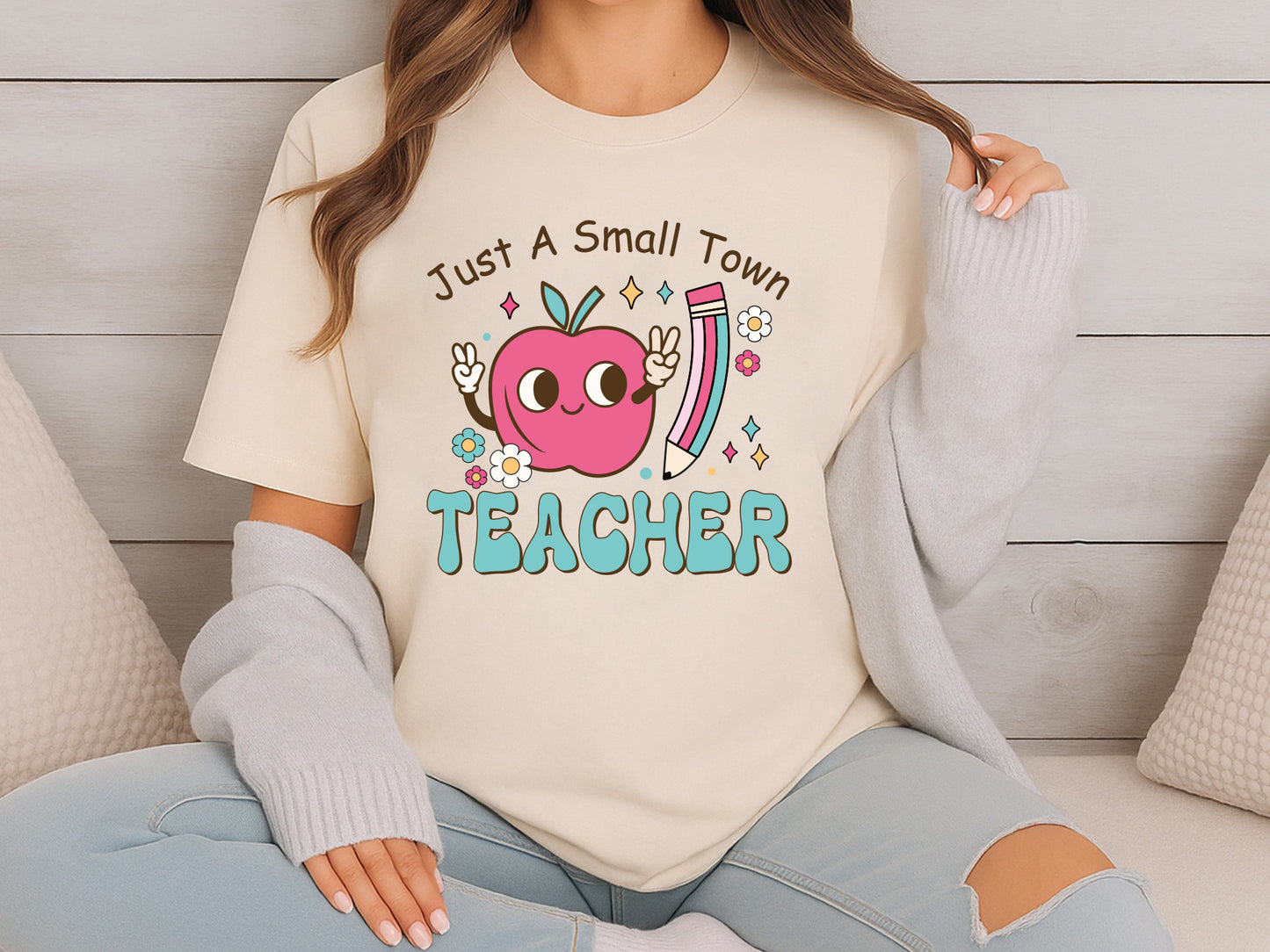 Just a Small Teacher Groovy Sublimation Print