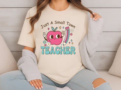 Just a Small Teacher Groovy Sublimation Print