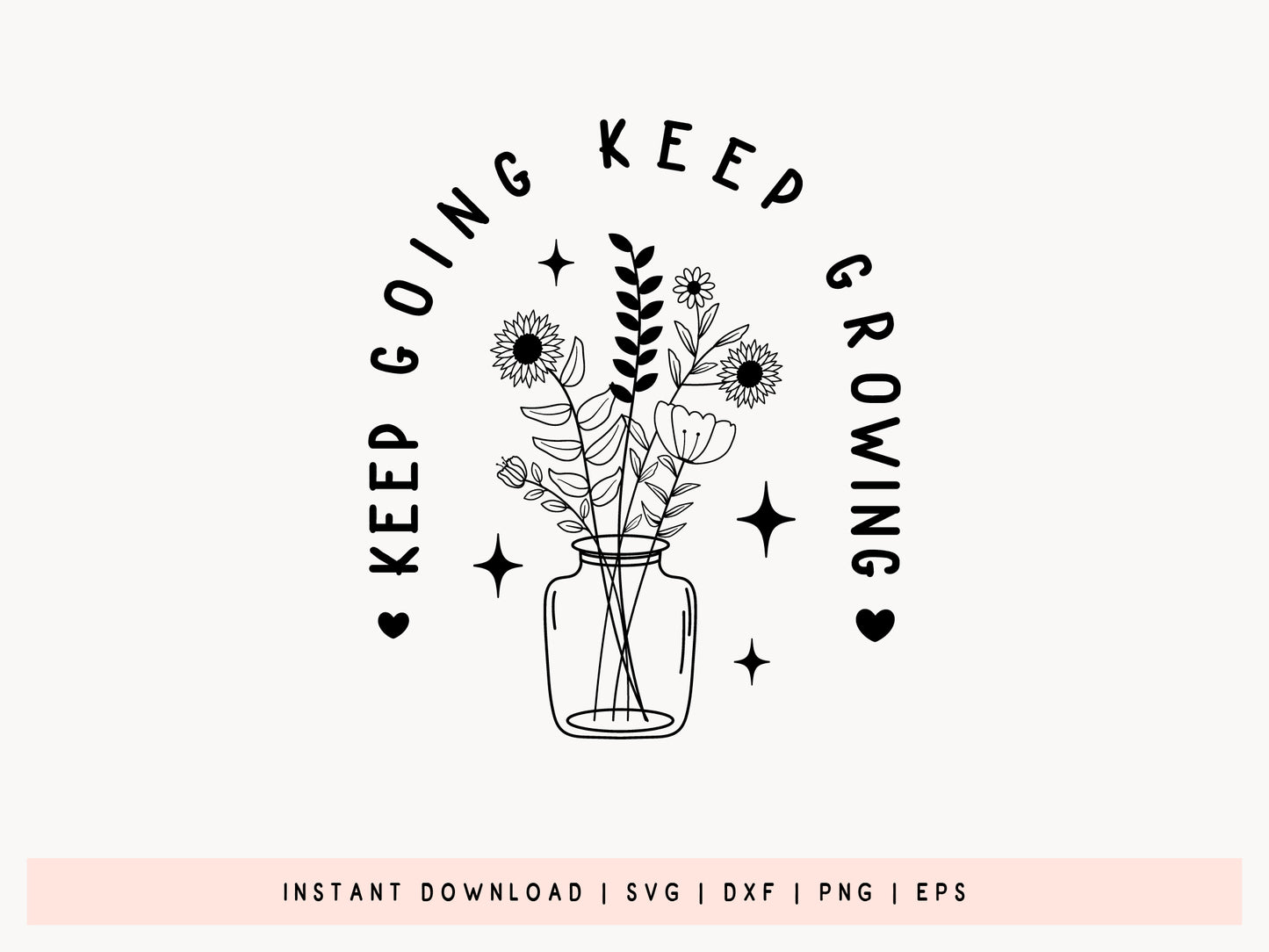 Keep Growing Keep Going - Floral Motivational SVG