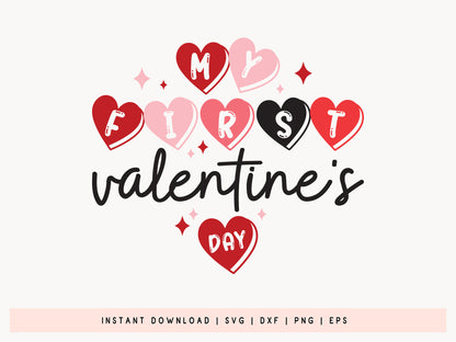 Kids My First Valentine's Day SVG Graphic