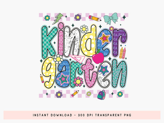 Kindergarten, Back to School Preppy Sublimation