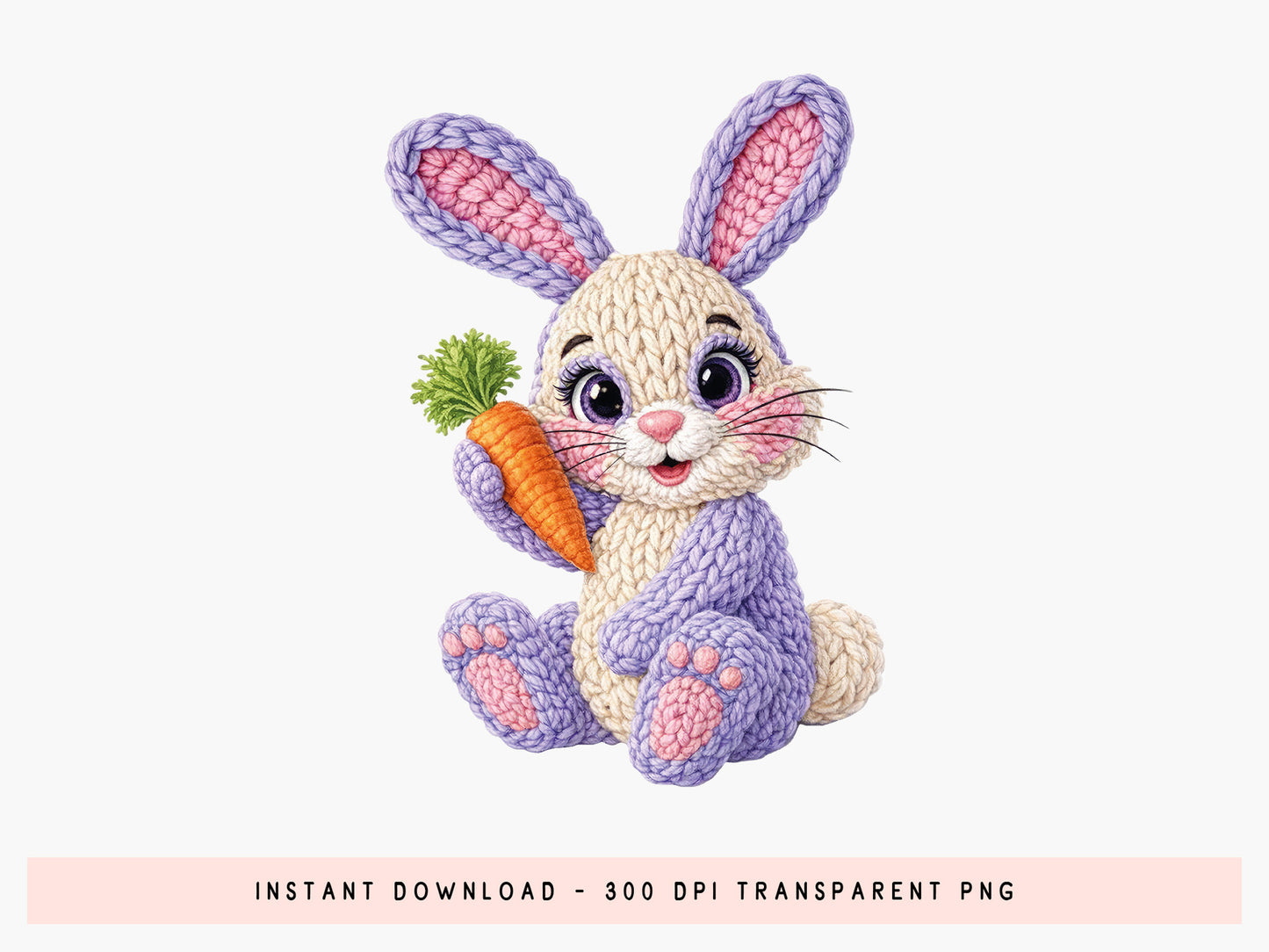 Knit Faux Yarn Bunny Easter PNG Sublimation