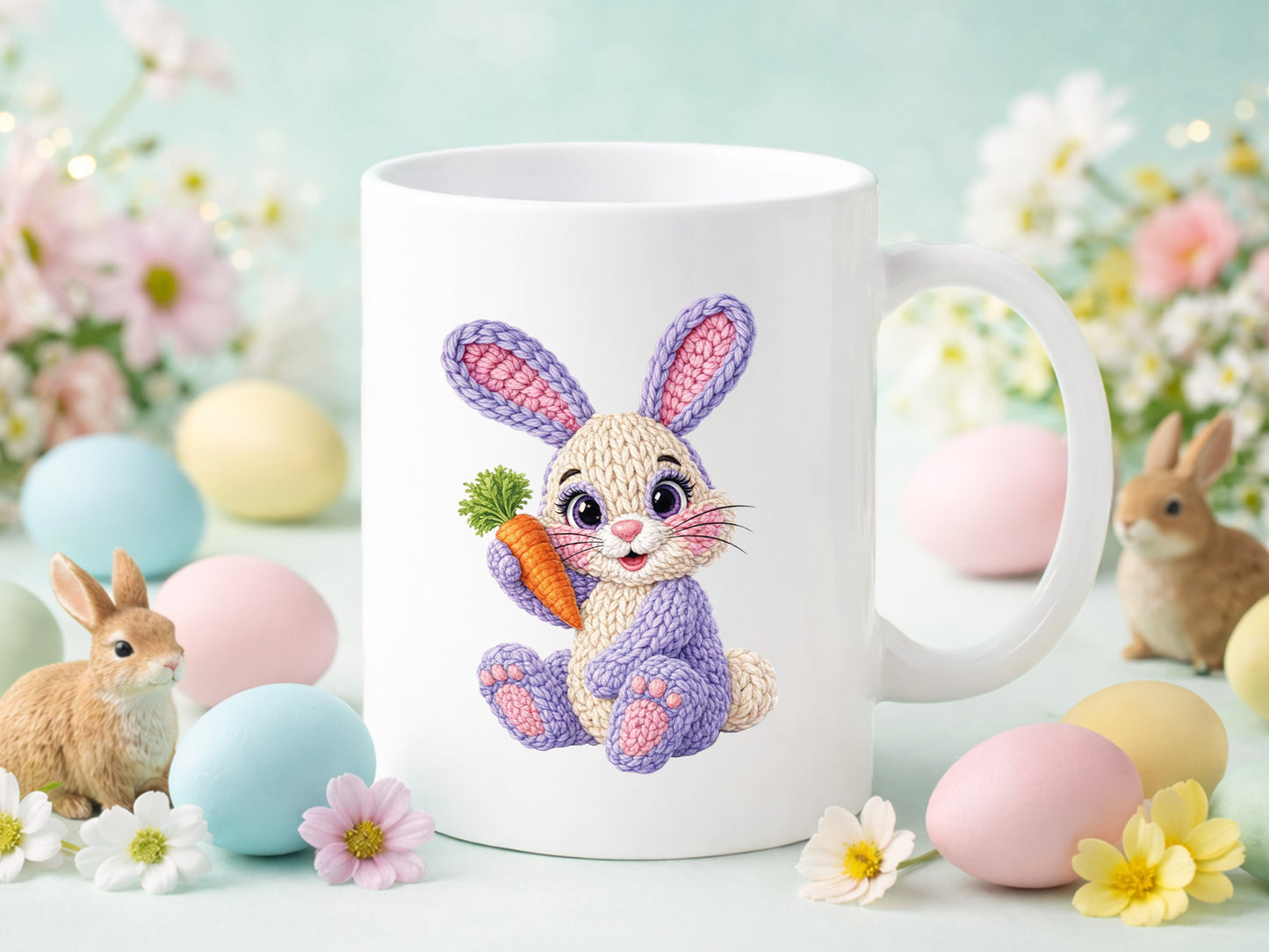 Knit Faux Yarn Bunny Easter PNG Sublimation