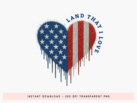 Land That I Love, 4th of July Heart Sublimation