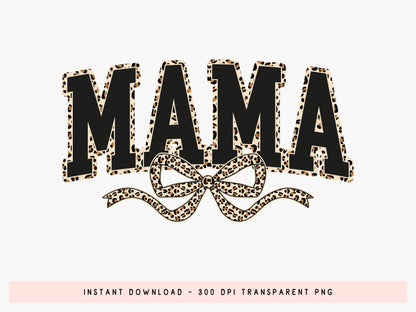 Leopard Mama Coquette Bow PNG Sublimation