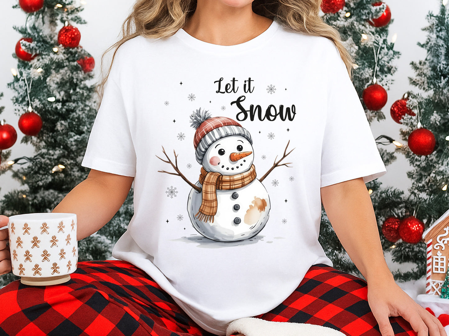 Let It Snow, Christmas Snowman PNG Sublimation