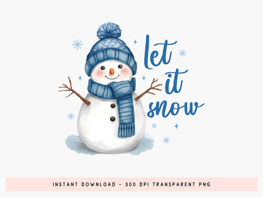 Let It Snow, Christmas Snowman Sublimation