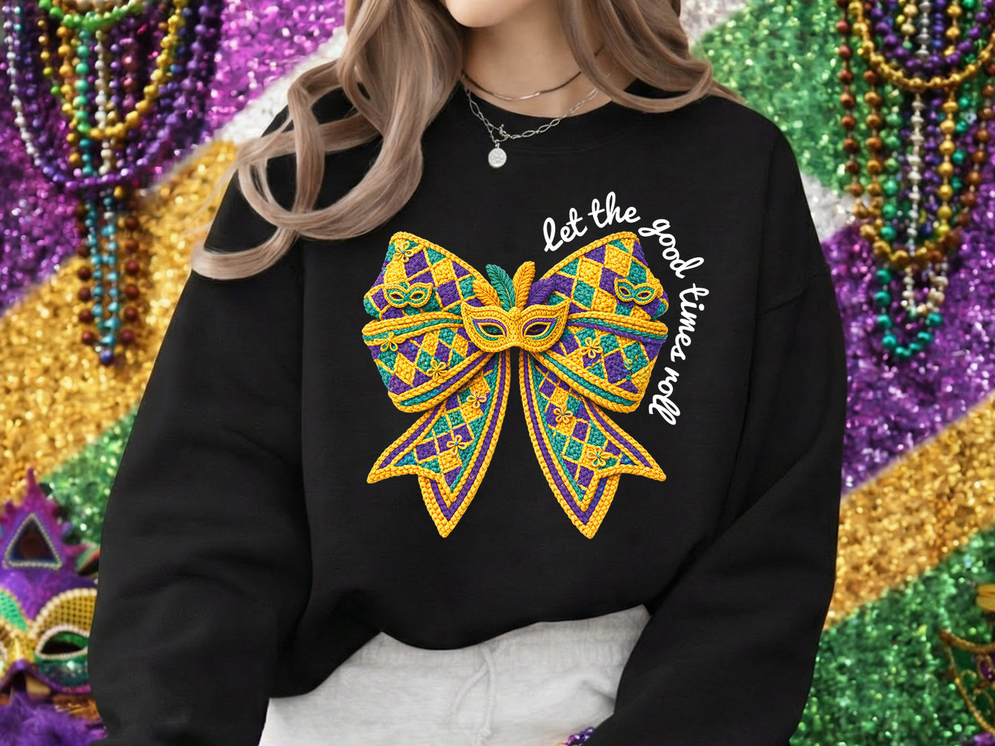 Let the Good Times Roll - Faux Yarn Coquette Mardi Gras PNG
