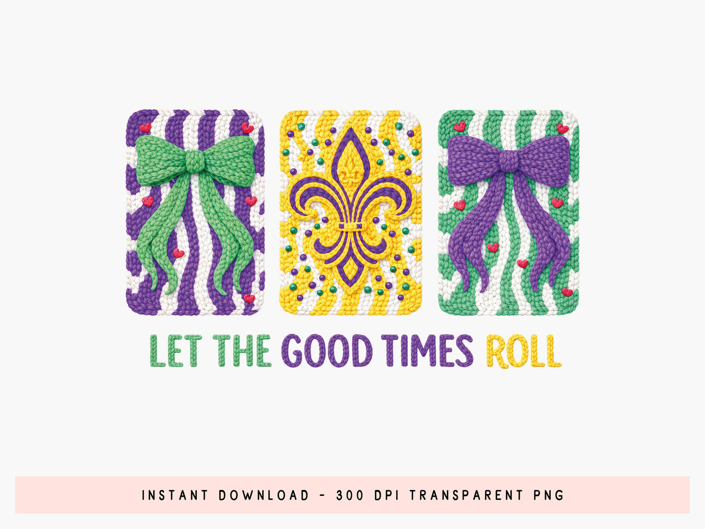 Let the Good Times Roll, Faux Yarn Mardi Gras PNG