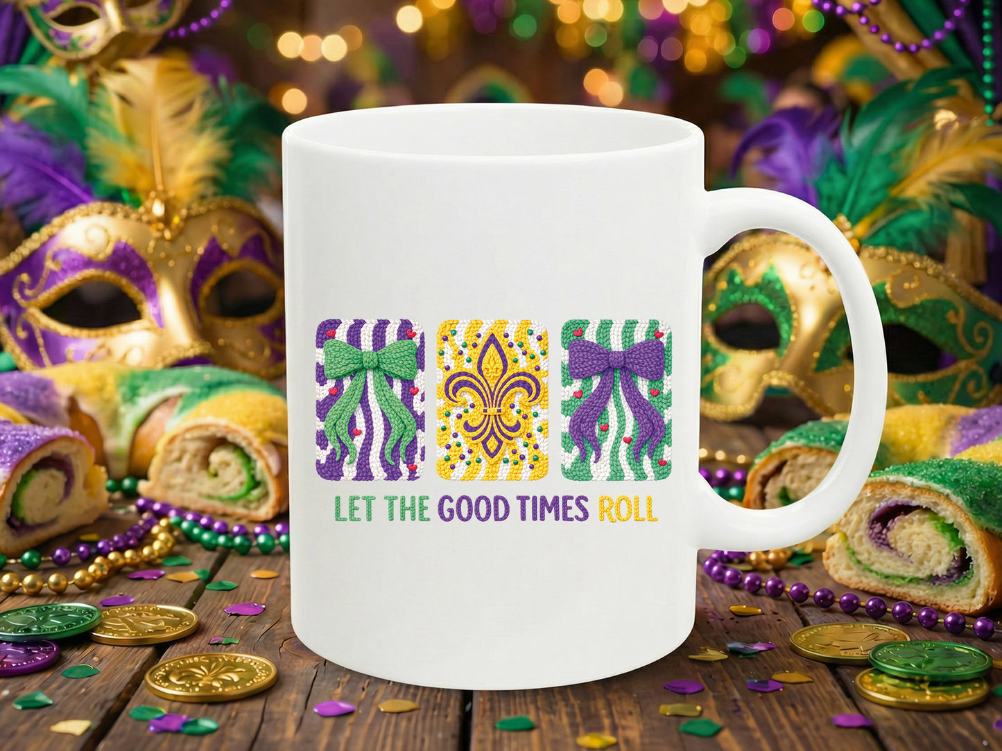 Let the Good Times Roll, Faux Yarn Mardi Gras PNG