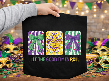 Let the Good Times Roll, Faux Yarn Mardi Gras PNG