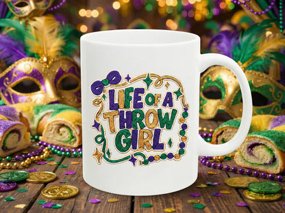 Life of a Throw Girl, Faux Yarn Mardi Gras Sublimation
