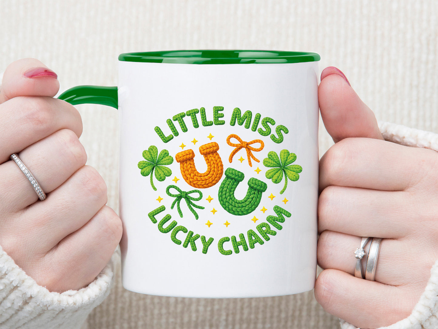 Little Miss Lucky Charm, Faux Yarn St Patrick's PNG