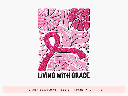 Living with Grace, Glitter Preppy Breast Cancer Sublimation