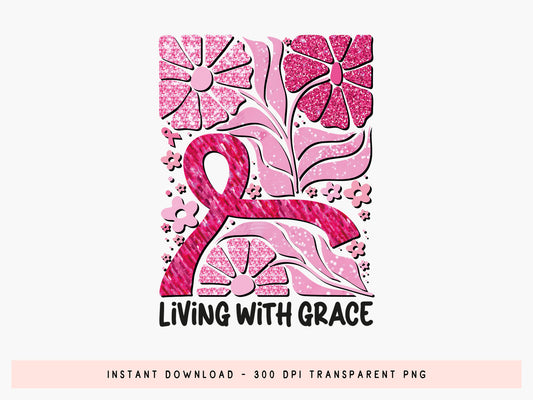 Living with Grace, Glitter Preppy Breast Cancer Sublimation
