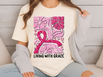 Living with Grace, Glitter Preppy Breast Cancer Sublimation