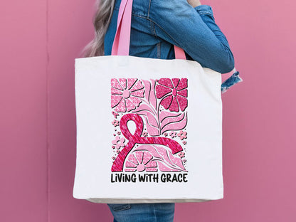 Living with Grace, Glitter Preppy Breast Cancer Sublimation