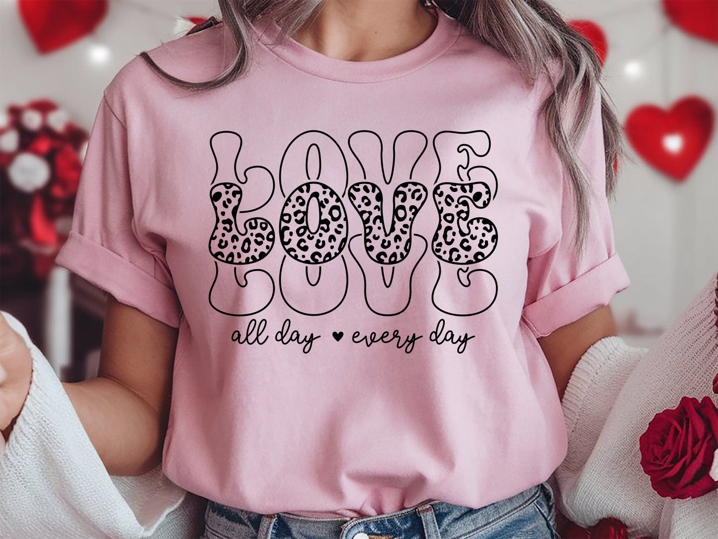 Love All Day Every Day - Retro Valentine SVG Vector