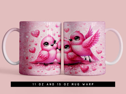 Love Bird Valentine Mug Wrap Sublimation PNG