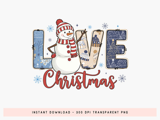 Love Christmas Snowman Sublimation Print