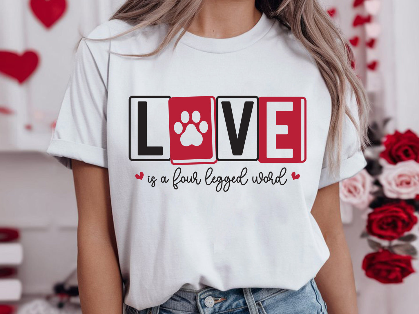 Love Is A Four Legged Word - SVG Valentine Cat Cut File