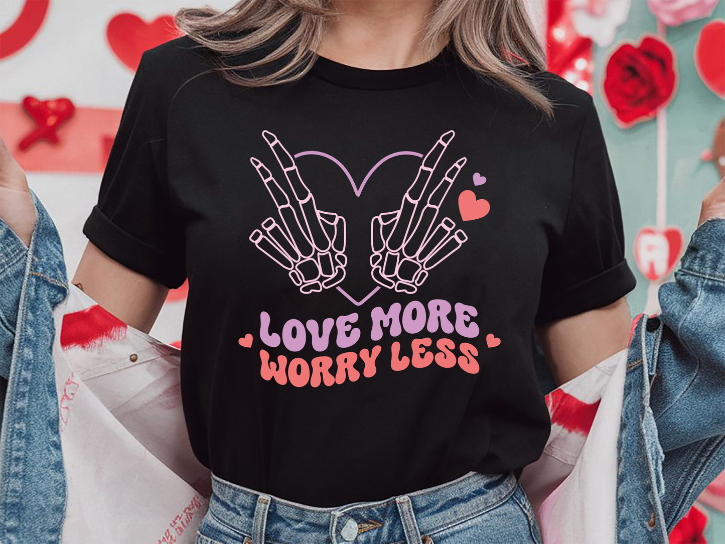 Love More Worry Less - Retro Valentine SVG Design