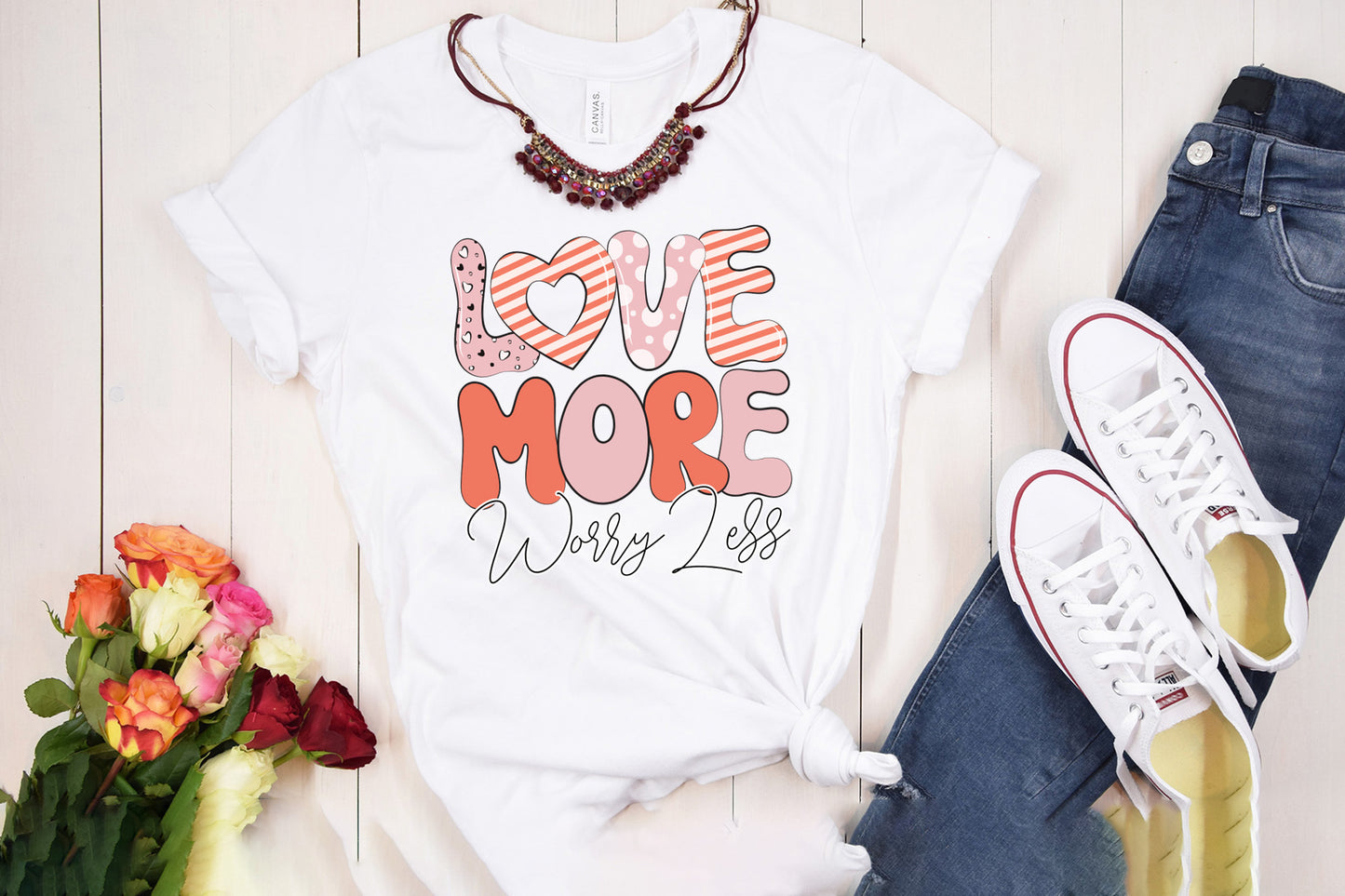 Love More Worry Less - Retro Valentine Sublimation