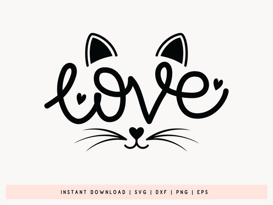 Love, Cute Cat SVG