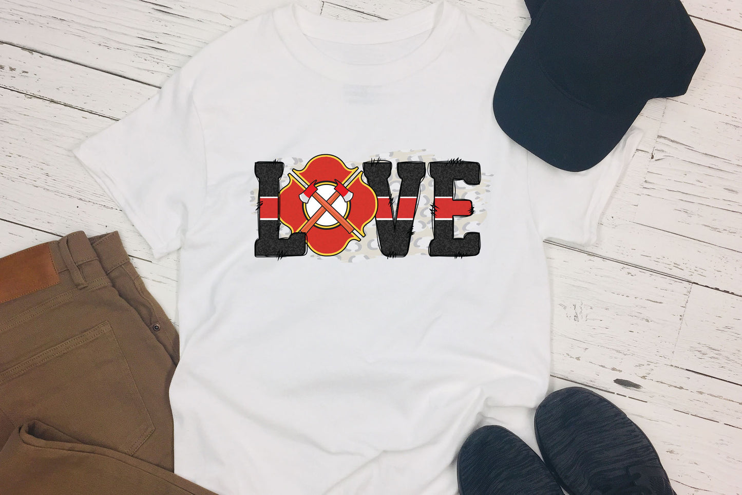 Love, Firefighter Sublimation Design PNG