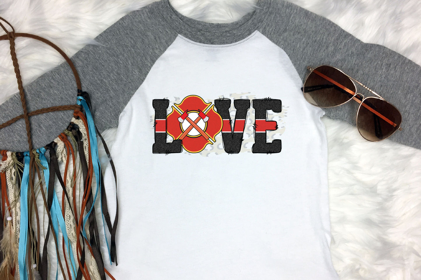 Love, Firefighter Sublimation Design PNG