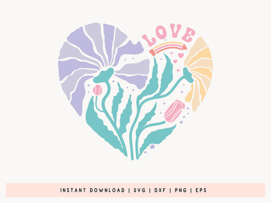 Love, Heart Teacher Boho Floral SVG
