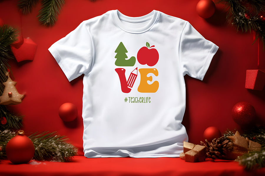 Love, Teacher Christmas Shirt SVG Design