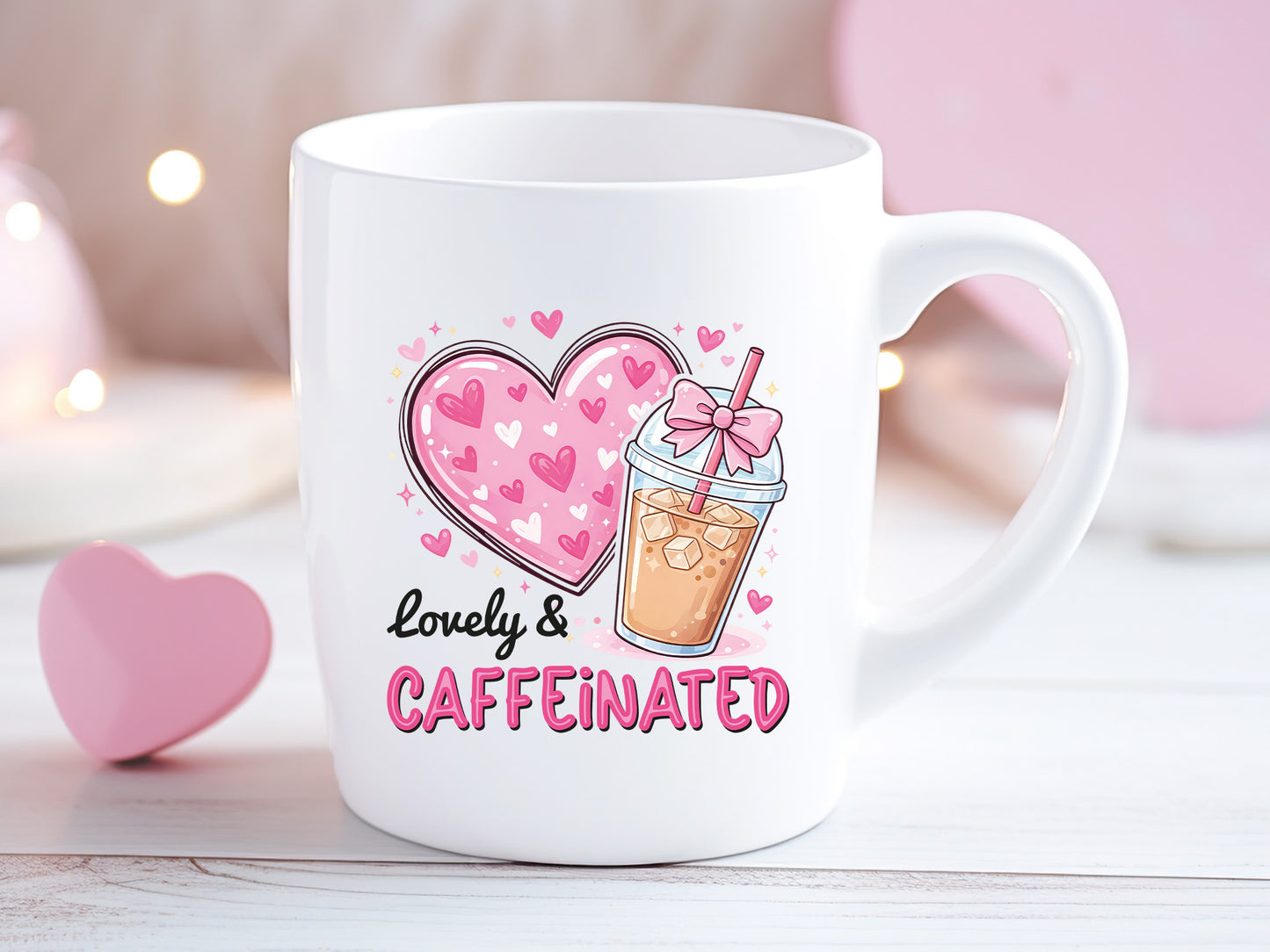 Lovely & Caffeinated, Preppy Coffee Valentine PNG
