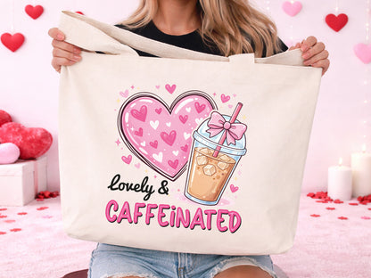 Lovely & Caffeinated, Preppy Coffee Valentine PNG