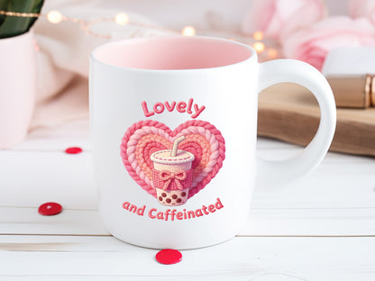 Lovey and Caffeinated, Faux Yarn Valentine PNG