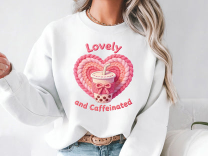 Lovey and Caffeinated, Faux Yarn Valentine PNG