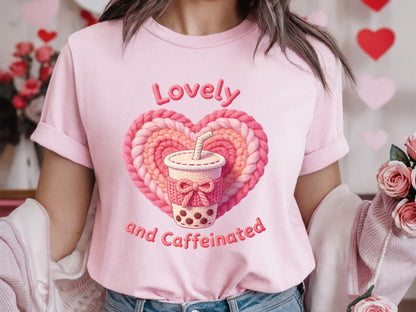 Lovey and Caffeinated, Faux Yarn Valentine PNG