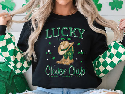 Lucky Cowgirl Clover Club, St Patrick's Day Sublimation