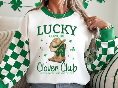 Lucky Cowgirl Clover Club, St Patrick's Day Sublimation