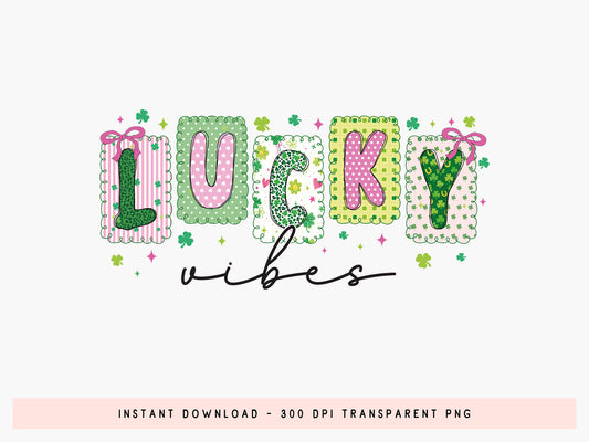 Lucky Vibes, Preppy St Patricks Day Sublimation