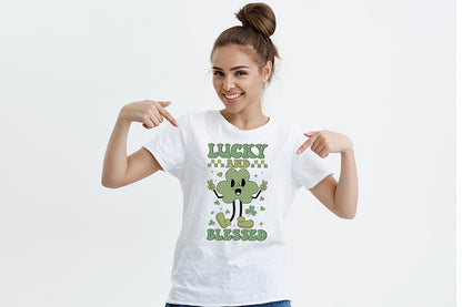 Lucky and Blessed - Retro St Patrick's Day - Sublimation