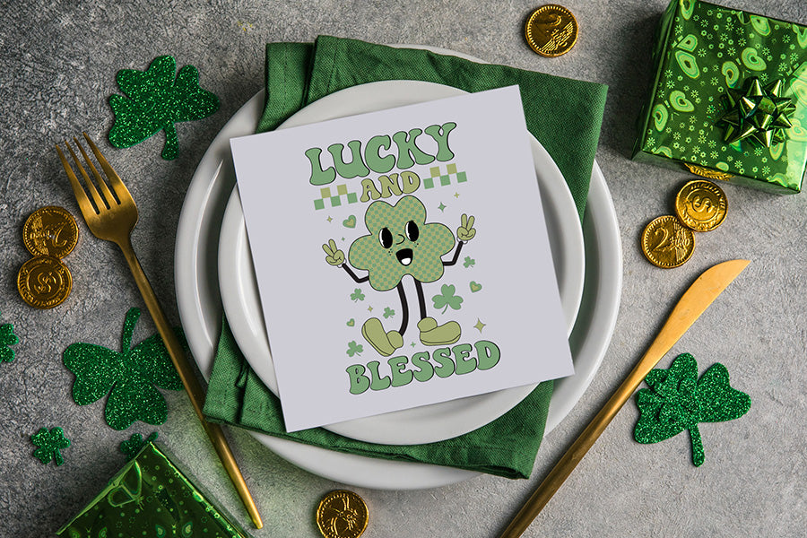 Lucky and Blessed - Retro St Patrick's Day - Sublimation